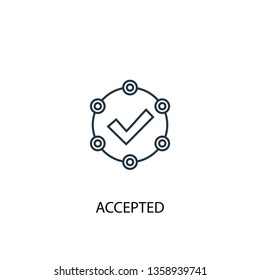 accepted concept line icon. Simple element illustration. accepted concept outline symbol design. Can be used for web and mobile UI/UX