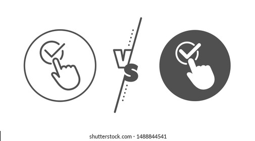 Accepted or confirmed sign. Versus concept. Checkbox line icon. Approve symbol. Line vs classic checkbox icon. Vector