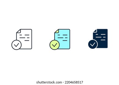 akzeptierte Dokumentlinie Symbol. Einfache Elementgrafik. Konzept des akzeptierten Dokumentes umrissen Symboldesign.