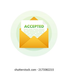 Accepted Email. College Accept. Recruitment Job Success. Vector Stock Illustration.