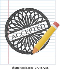 Dibujo de emblema aceptado con efecto de lápiz