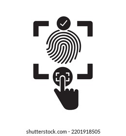 Accepted fingerprint scanning icon | Black Vector illustration |