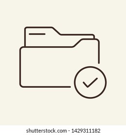 Accepted folder line icon. Doc, folder, checkmark, approved. Business concept. Vector illustration can be used for topics like workflow, communication, technology, business, information