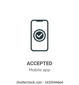 Accepted glyph icon vector on white background. Flat vector accepted icon symbol sign from modern mobile app collection for mobile concept and web apps design.
