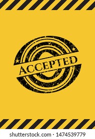 Accepted grunge warning sign emblem. Vector Illustration. Detailed.