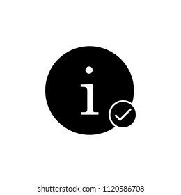accepted information, information sign check mark isolated vector icon on white background