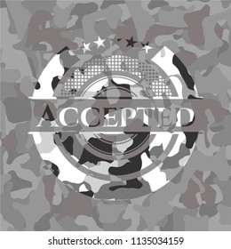 Accepted on grey camo pattern