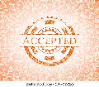 Accepted orange mosaic emblem with background