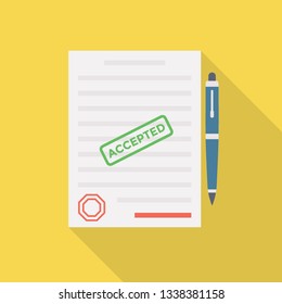 Accepted paper illustration vector, verified paper 