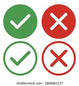 Accepted and Rejected, Approved and Disapproved, Yes and No. vector sign