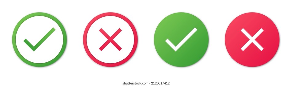 Accepted Rejected, Approved Disapproved, Yes No, Right Wrong, Green Red, Correct False, Ok Not Ok - vector mark symbols in green and red. eps 10