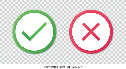 Accepted Rejected, Approved Disapproved, Yes No, Right Wrong, Green Red, Correct False, Ok Not Ok  vector mark symbols in green and red. eps 10