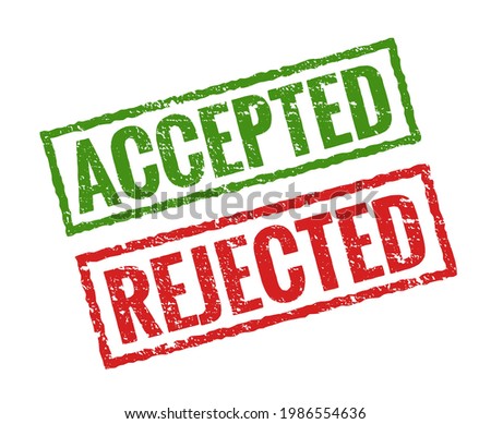 Accepted rejected stamp icon. Approved secret modern rubber stamp design