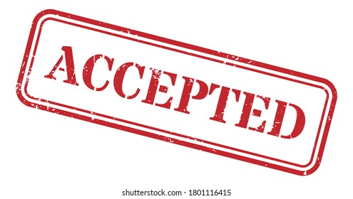 Accepted rubber stamp vector illustration. Grunge red mark with text.