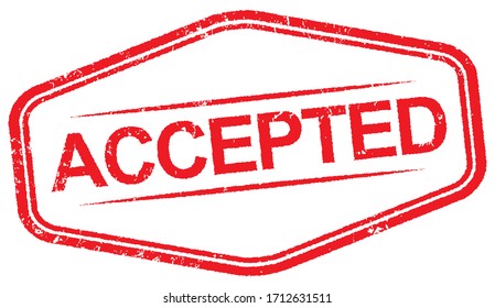 Accepted. Vector Red Rubber Stamp.