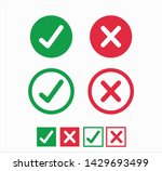 Accepted/Rejected, Approved/Disapproved, Yes/No, Right/Wrong, Green/Red, Correct/False, Ok/Not Ok - vector mark symbols in green and red.