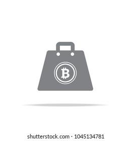 acception of bitcoin for shopping on shopping bag vector