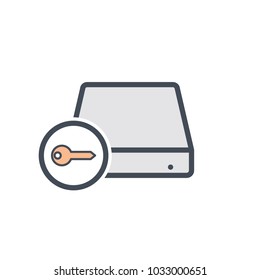 Acces disk drive hard key storage icon. Vector illustration