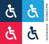 Accesibility Sign blue and red four color minimal icon set