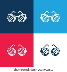 Accesory blue and red four color minimal icon set