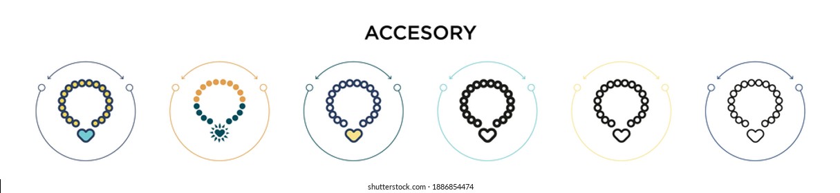 Accesory icon in filled, thin line, outline and stroke style. Vector illustration of two colored and black accesory vector icons designs can be used for mobile, ui, web