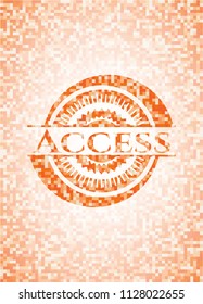 Access abstract emblem, orange mosaic background