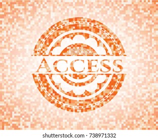 Access abstract orange mosaic emblem