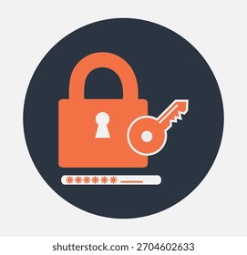 Icono de autorización de acceso: candado con clave de seguridad	