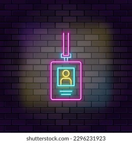 Access badge card icon brick wall and dark background.