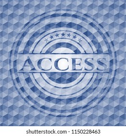 Access blue badge with geometric pattern.