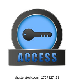 Access button icon. Key lock symbol. Secure entry element. Blue round icon. EPS 10.
