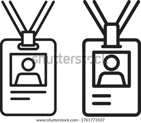 Access card, employee identification, security pass and personal data holder icon.
