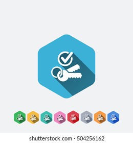 Access checking - Long shadow flat icon