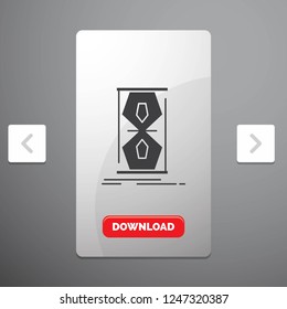Access, clock, early, sand clock, time Glyph Icon in Carousal Pagination Slider Design & Red Download Button