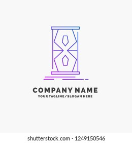 Access, Clock, Early, Sand Clock, Time Purple Business Logo Template. Place For Tagline