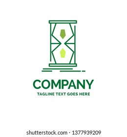 Access, clock, early, sand clock, time Flat Business Logo template. Creative Green Brand Name Design.