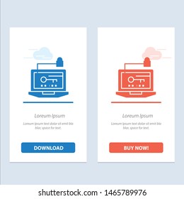 Access, Computer, Hardware, Key, Laptop  Blue and Red Download and Buy Now web Widget Card Template. Vector Icon Template background