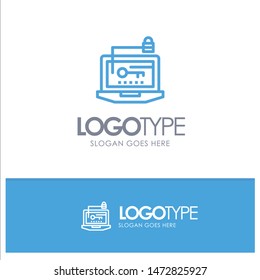 Access, Computer, Hardware, Key, Laptop Blue outLine Logo with place for tagline