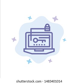 Access, Computer, Hardware, Key, Laptop Blue Icon on Abstract Cloud Background