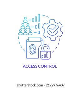 Access Control Blue Gradient Concept Icon. Part Of Physical Security Standard Abstract Idea Thin Line Illustration. Cybersecurity System. Isolated Outline Drawing. Myriad Pro-Bold Font Used