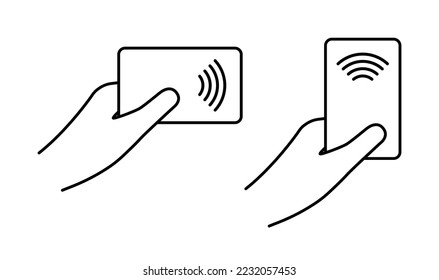 Access control. Access card reader. Wireless RFID, NFC. Vector stock illustration.