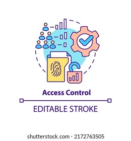 Access Control Concept Icon. Part Of Physical Security Standard Abstract Idea Thin Line Illustration. Cybersecurity. Isolated Outline Drawing. Editable Stroke. Arial, Myriad Pro-Bold Fonts Used