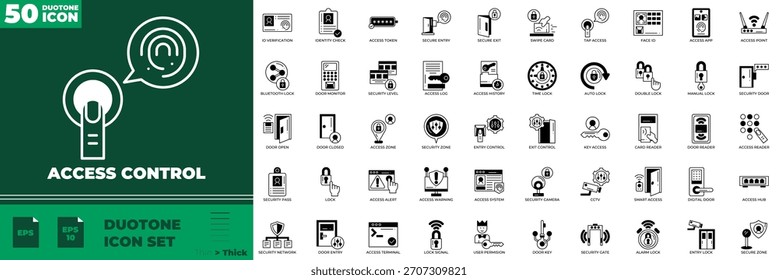 Conjunto de iconos editables de duotono de control de acceso