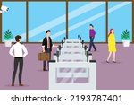 Access control equipment. Magnetic card access turnstiles 2d vector illustration concept for banner, website, illustration, landing page, flyer, etc.