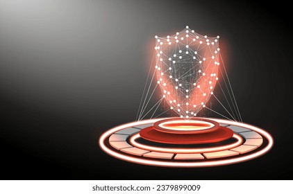 Access control. Fingerprint security. Cybersecurity and information technology. Cyber security, shield lock in futuristic polygonal style. Concept of internet privacy or cyber protection