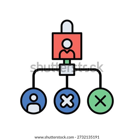 Access control flowchart with padlock and user icons for permission management