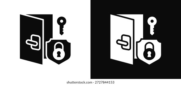 Conjunto de iconos de control de acceso en blanco y negro