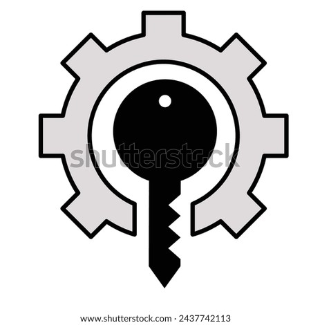 Access Control Icon (Unlock Potential). Gear and Key Icon (Unlocking Solutions). Key Component Icon (Essential for Function).Vector Editable Stroke.
