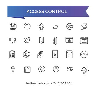 Access Control Icons set with editable stroke collection. Line icons pack. Vector illustration.