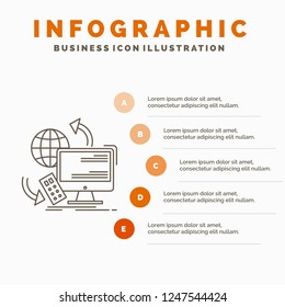 Access, control, monitoring, remote, security Infographics Template for Website and Presentation. Line Gray icon with Orange infographic style vector illustration